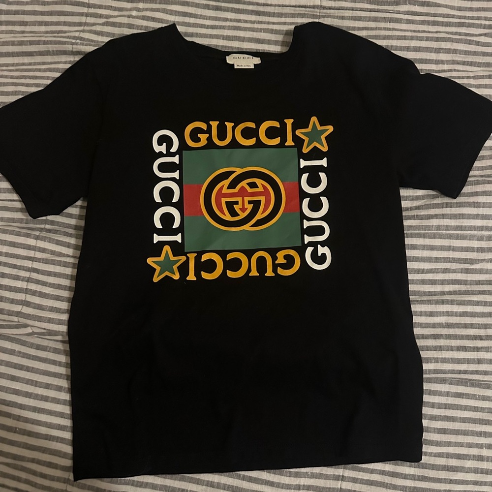 Gucci Kids Black Tee with Colorful Logo